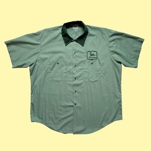 Vintage 60s Protexall John Deere Mechanic Pearl Snap Short Sleeve Patches XL